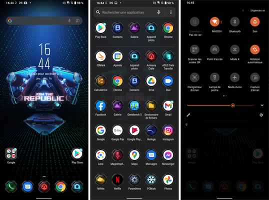 Interface de l'Asus ROG Phone 5s Pro