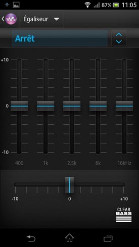 Sony Xperia T : égaliseur musique