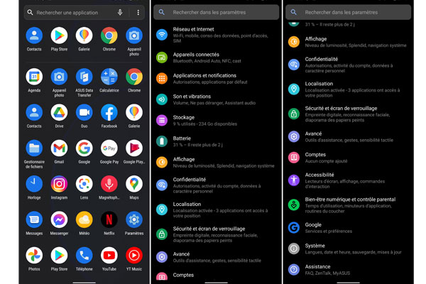 Interface et gestion des applications Zenfone 8 Flip