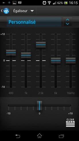 Sony Xperia T : égaliseur musique