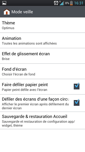 Test LG Optimus 4X HD : capture d?écran du système d'exploitation