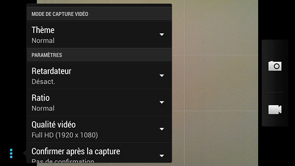 HTC One mini : interface de la fonction photo