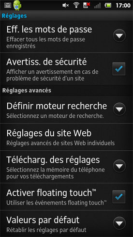  Test Sony Xperia sola : navigateur web 