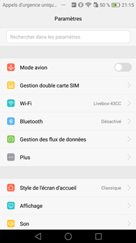 Honor 5C : Paramètres