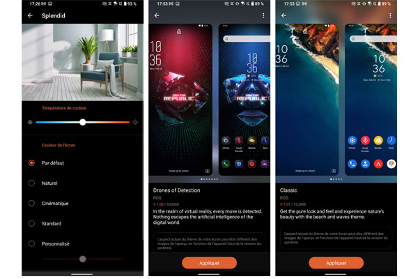 Paramètres écran de l'Asus ROG Phone 5s Pro