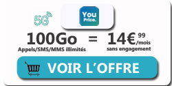 Forfait Le Spring 100Go de 5G de YouPrice