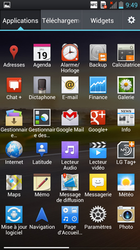Test LG Optimus 4X HD : capture d?écran du système d'exploitation