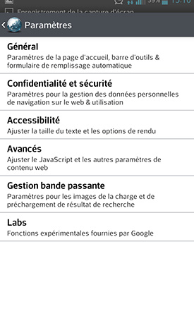 LG Optimus G : navigateur Web