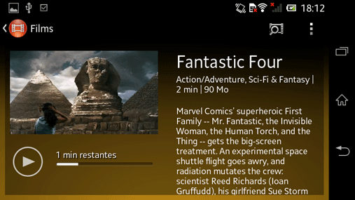 Sony Xperia M : lecture fantastic 4