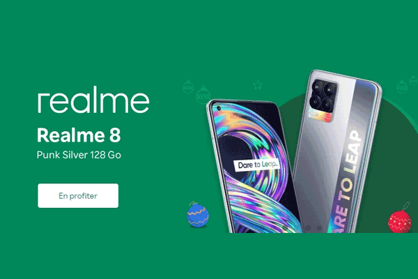 Le realme 8 est à prix cassé avec -28% de réduction chez Rakuten et une livraison garantie avant Noël