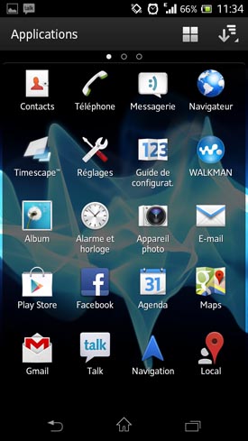 Sony Xperia T : menu applications