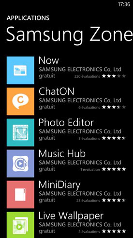 Samsung Ativ S : applications Samsung Zone