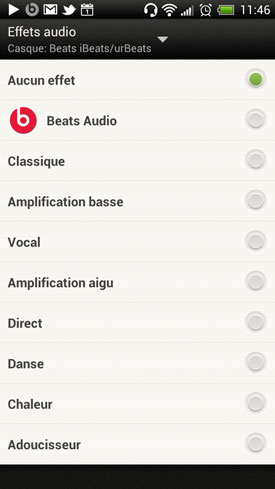 HTC One X : effets audio