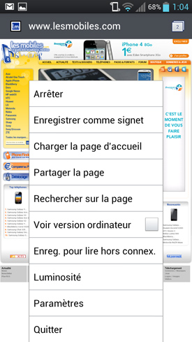  Test LG Optimus 4X HD : navigateur Web