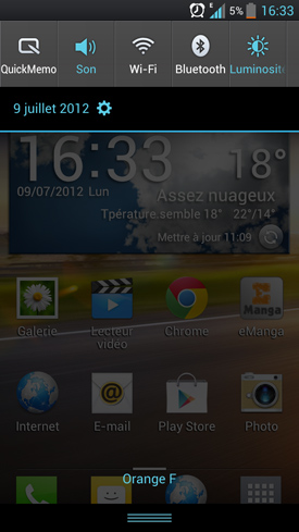 Test LG Optimus 4X HD : capture d?écran du système d'exploitation