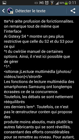 Samsung Galaxy S4 : reconnaissance de caractères (OCR)