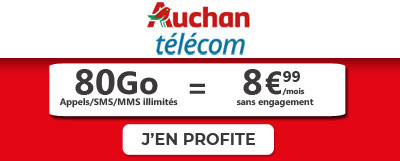 Le forfait Auchan Télécom 80Go est en promotion à 8.99?