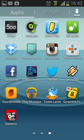 Samsung Galaxy S3 mini : menu accueil