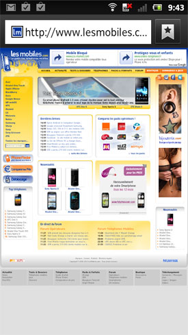  Test Sony Xperia sola : navigateur web