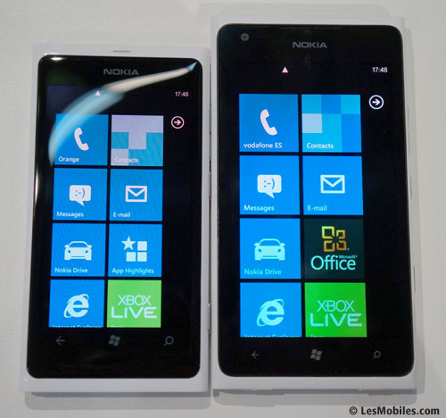 Nokia Lumia 900 blanc Nokia Lumia 800 blanc comparatif photo (MWC 2012