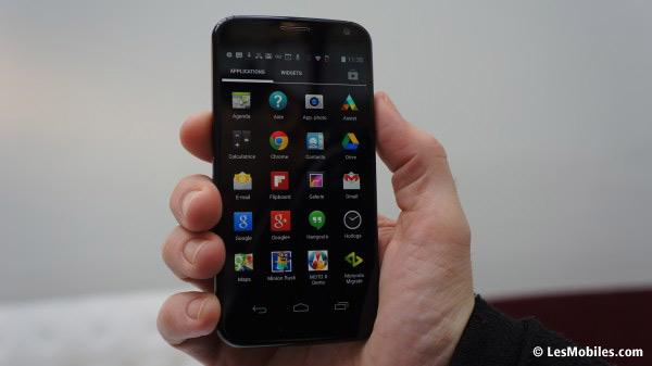Menu application du Motorola Moto X