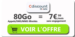 promo forfait 80Go  cdiscount Mobile