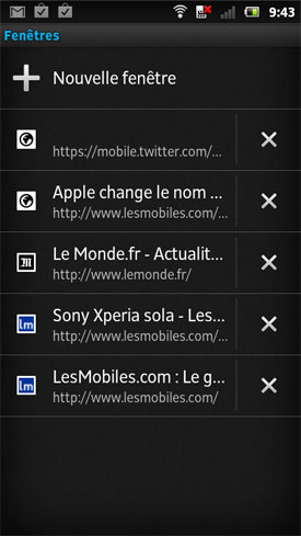  Test Sony Xperia sola : navigateur web