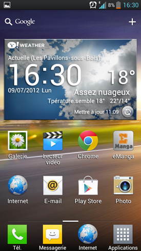 Test LG Optimus 4X HD : capture d?écran du système d'exploitation