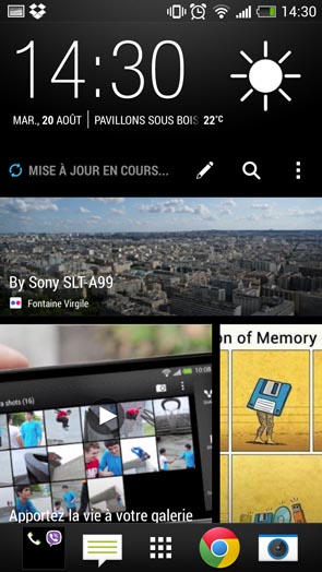 HTC One mini : interface utilisateur