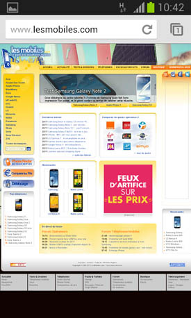 Samsung Galaxy S3 mini : navigateur web