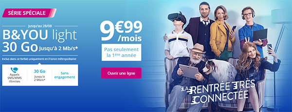 La Série Spéciale B&You light 30 Go à 9,99 euros qui sacrifie le débit à 2 Mb/s