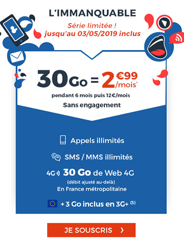 Cdiscount Mobile : Forfait 30 Go à 2,99 euros