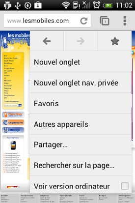  Test HTC Desire C : navigateur web