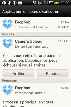  Test HTC Desire C : application en cours d'exécution