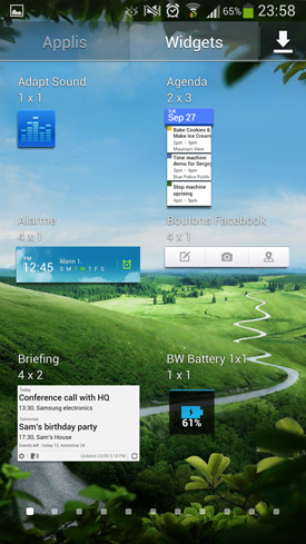 Samsung Galaxy S4 : widgets