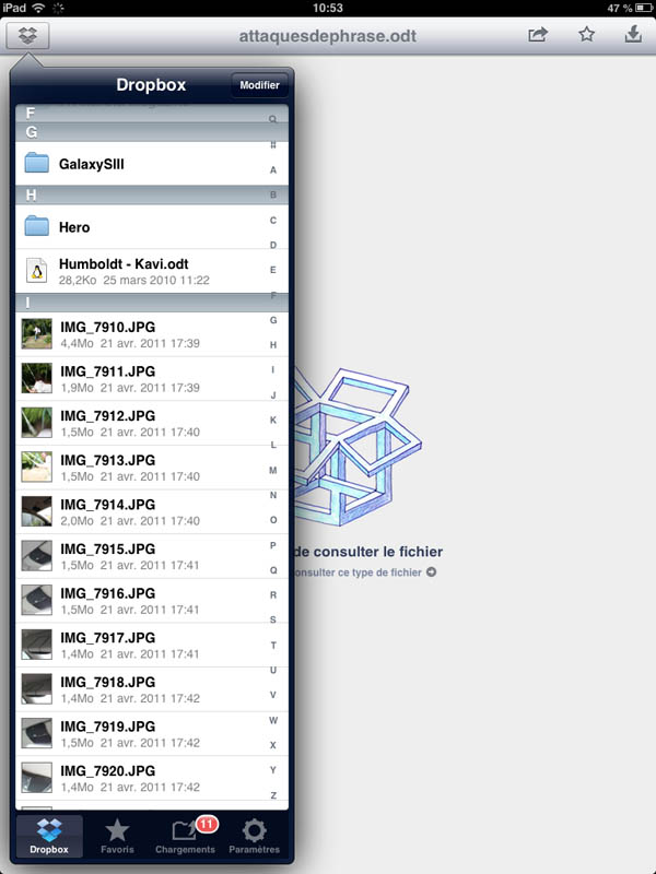 Apple iPad Mini : Dropbox