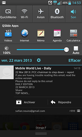 LG Optimus G : interface utilisateur