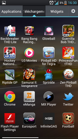 Test LG Optimus 4X HD : capture d?écran du système d'exploitation