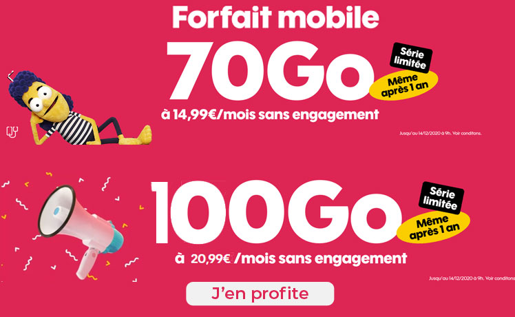 2 Nouvelles Promo Sosh : série limitée 70 Go et 100 Go