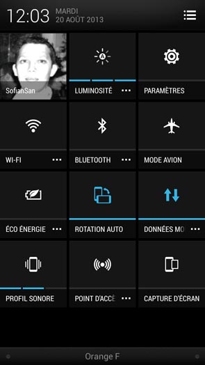 HTC One mini : interface utilisateur