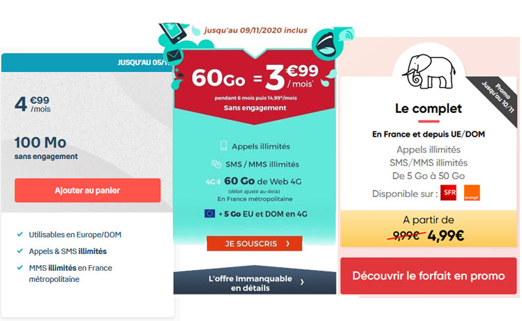 Forfait mobile à moins de 5€ : notre sélection