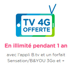 Bouygues Telecom : la TV 4G en illimité pendant 1 an