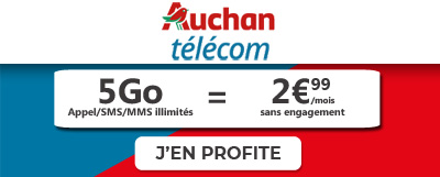 Forfait Auchan Télécom 5Go en promotionà 2.99?