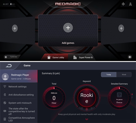 Interface jeu Nubia Red Magic 7 Pro