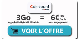 Forfait mobile 3 Go Cdiscount