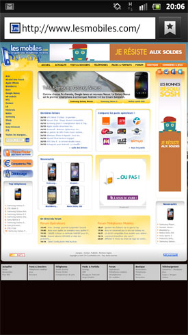 Sony Xperia S : navigateur web