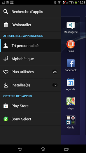 Sony Xperia T2 Ultra : Menu Applications