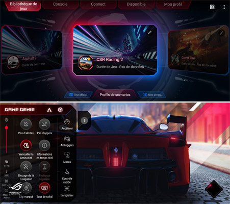 Interface jeu Asus ROG Phone 5s Pro