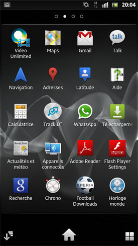 Sony Xperia S : applications Android